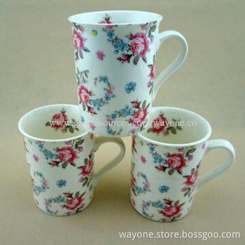 Fine China Mugs with Flower Motif and 11oz Volume, Best Choice for Promotions and Gifts, Food Safe